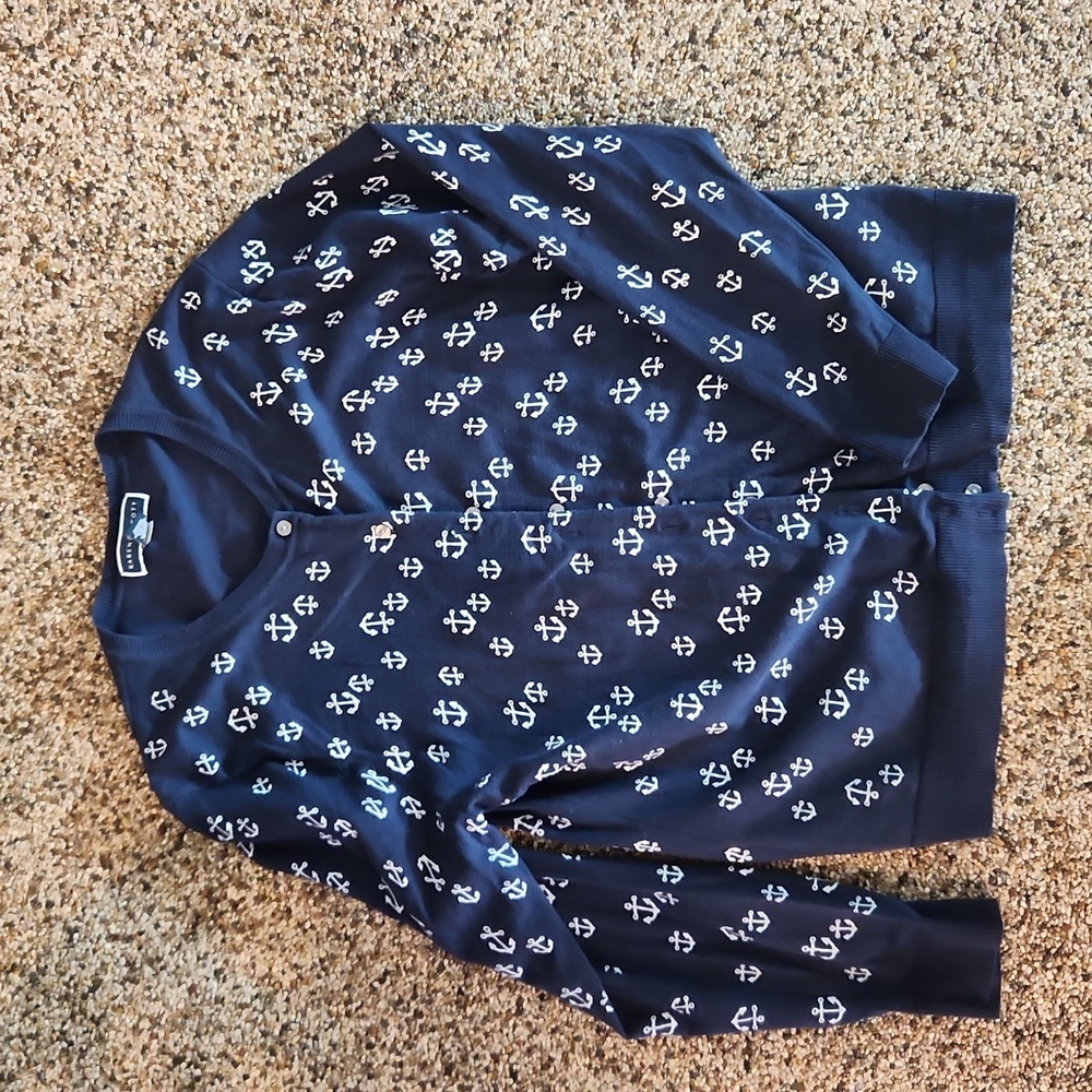 Karen Scott nautical button up cardigan, size XL